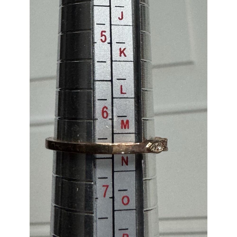 Sterling Silver Rose Gold Twist Helix Clear Stone Fashion Ring - Picture 3 of 4